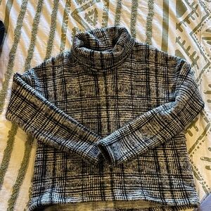 Columbia Black and White Plaid Turtleneck Sweater
